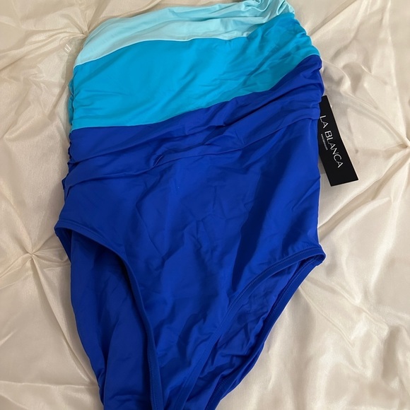 La Blanca Blue Gradient one shoulder Swimsuit